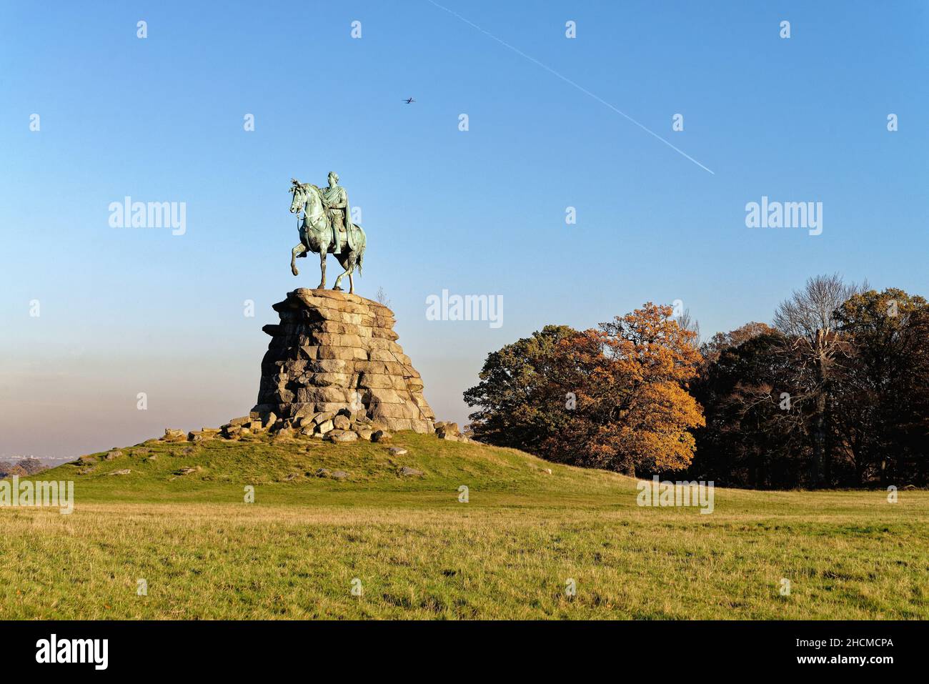 The Copper Horse equestrian statue of King third on Snow Hill in Windsor Great Park, on a