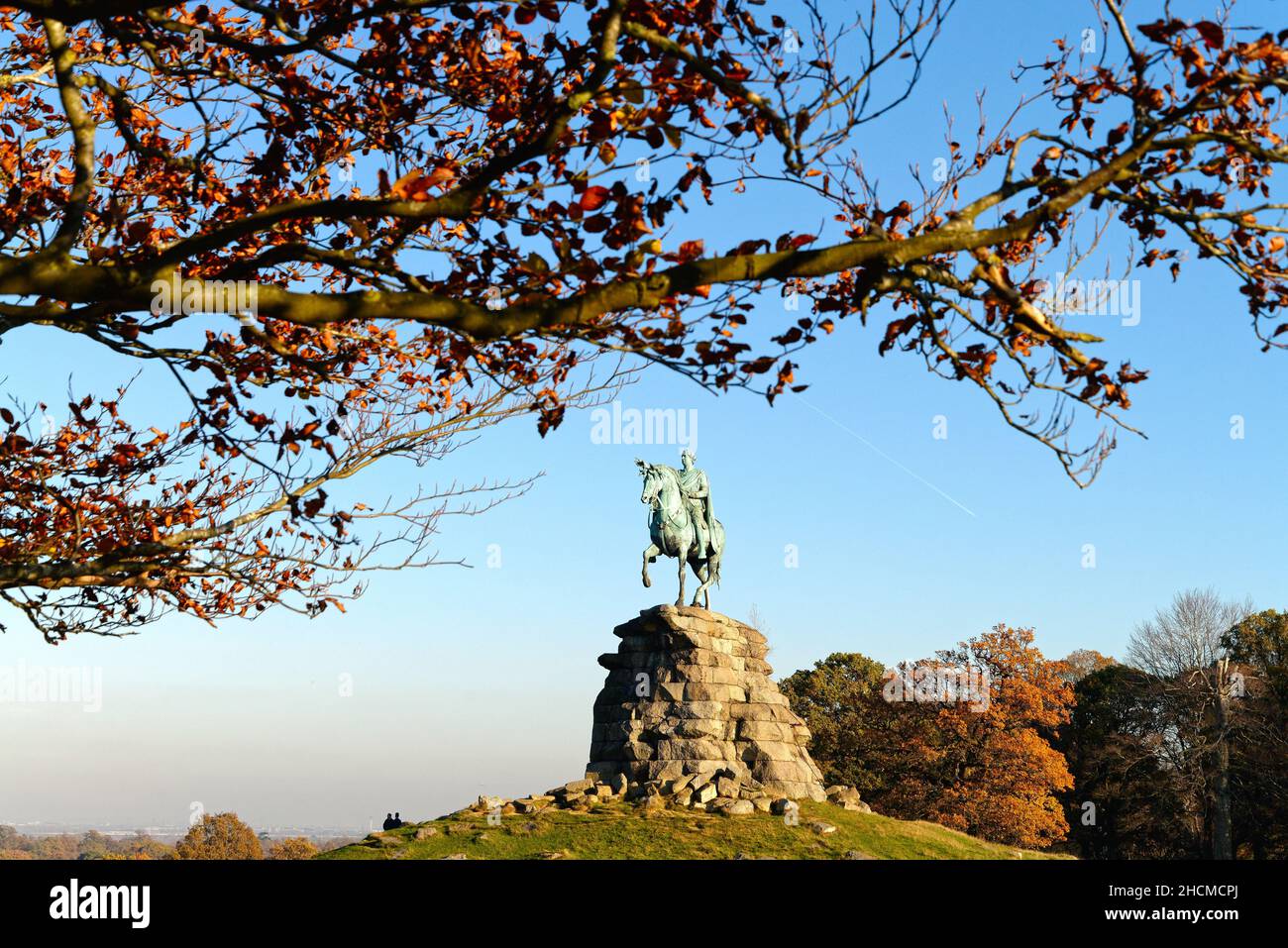 The Copper Horse equestrian statue of King George third on Snow Hill in Windsor Great Park, on a sunny winters day, Berkshire England UK Stock Photo