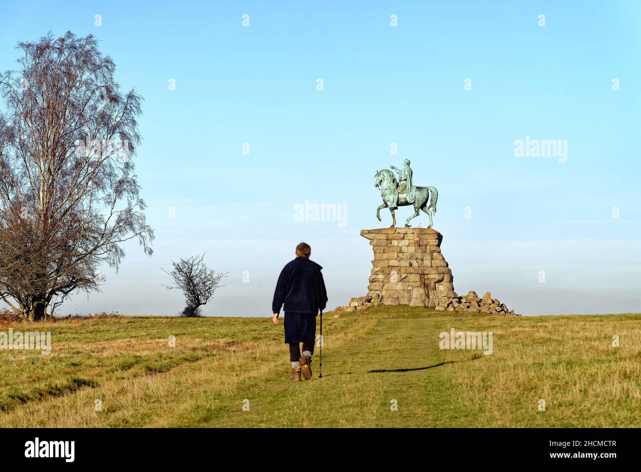 The Copper Horse equestrian statue of King George third on Snow Hill in Windsor Great Park, on a sunny winters day, Berkshire England UK Stock Photo