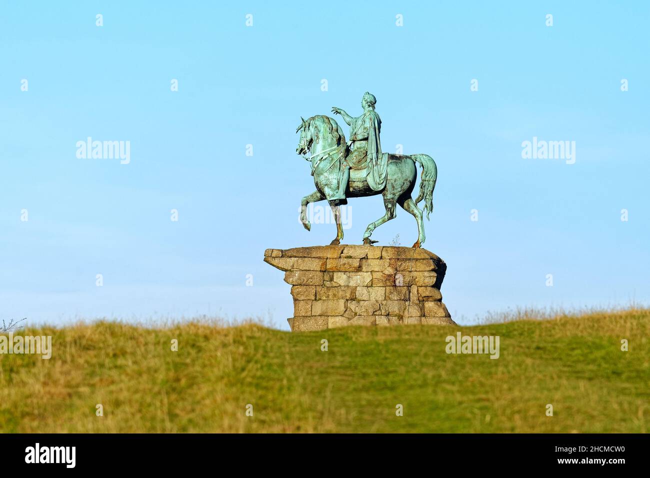 The Copper Horse equestrian statue of King George third on Snow Hill in Windsor Great Park, on a sunny winters day, Berkshire England UK Stock Photo