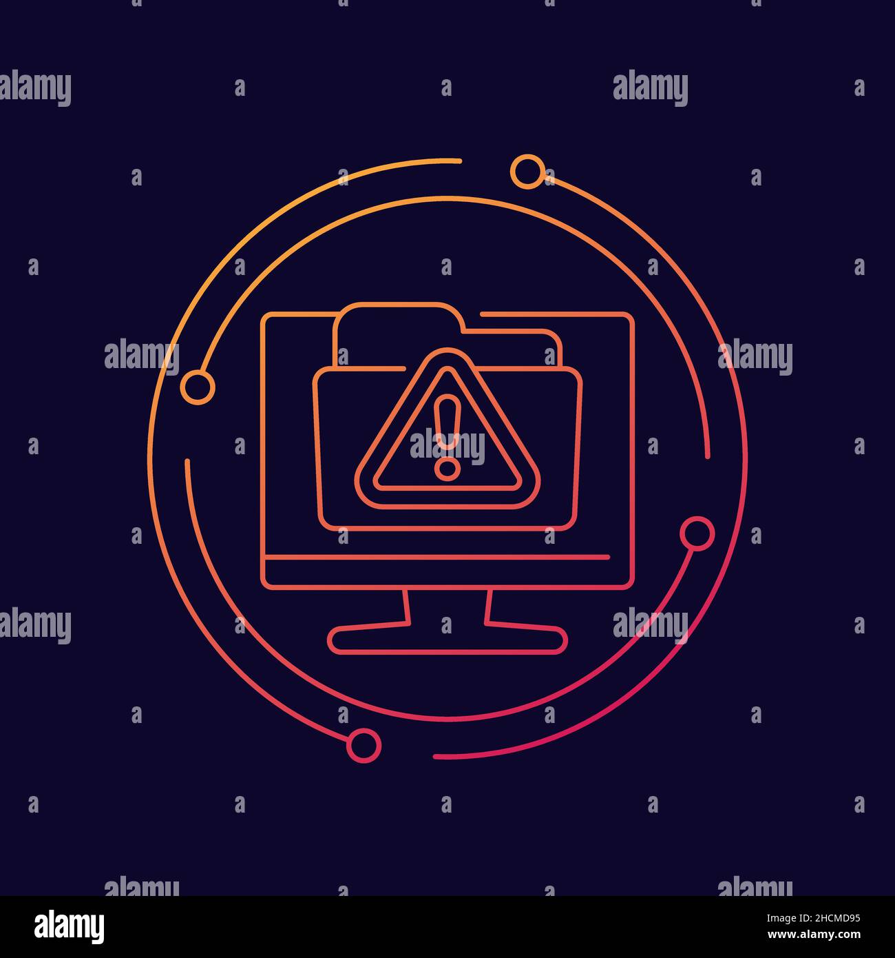 ftp warning, error line icon, vector design Stock Vector