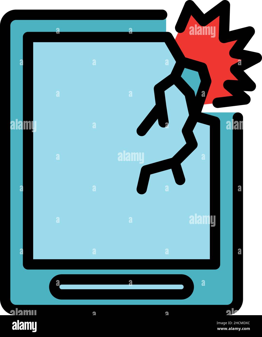 Crash tablet device icon. Outline crash tablet device vector icon color ...
