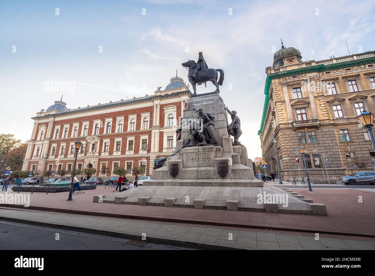 Jan Matejko Square and Grunwald Monument - Krakow, Poland Stock Photo