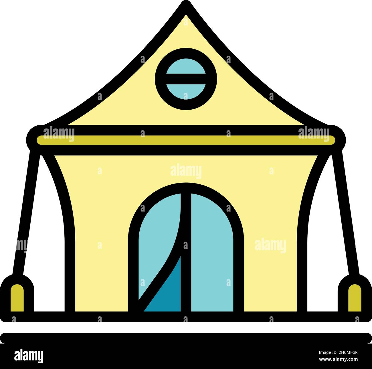 Camp tent icon. Outline camp tent vector icon color flat isolated Stock ...
