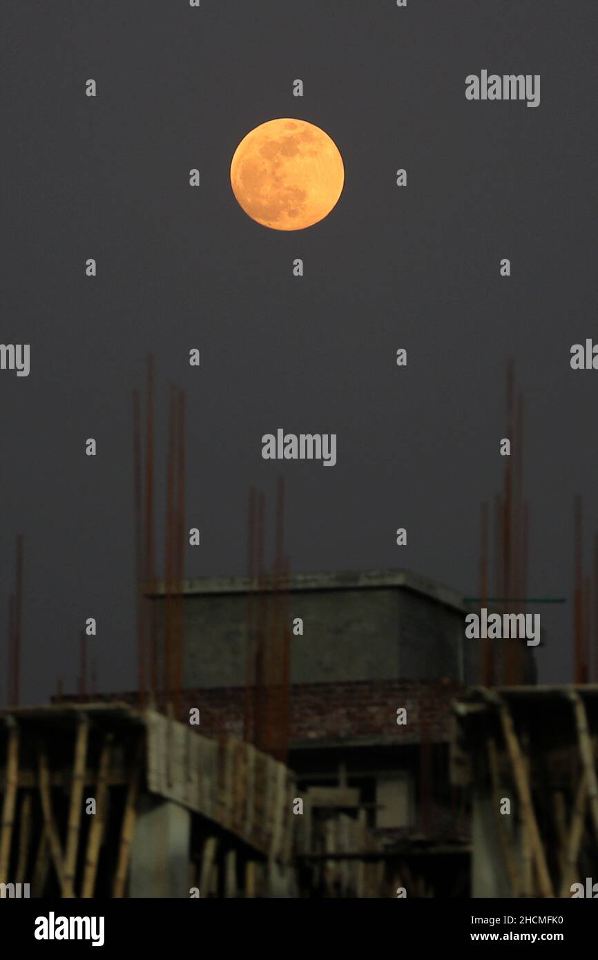 Full moon in the sky of Dhaka, in Bangladesh. With a completely clear