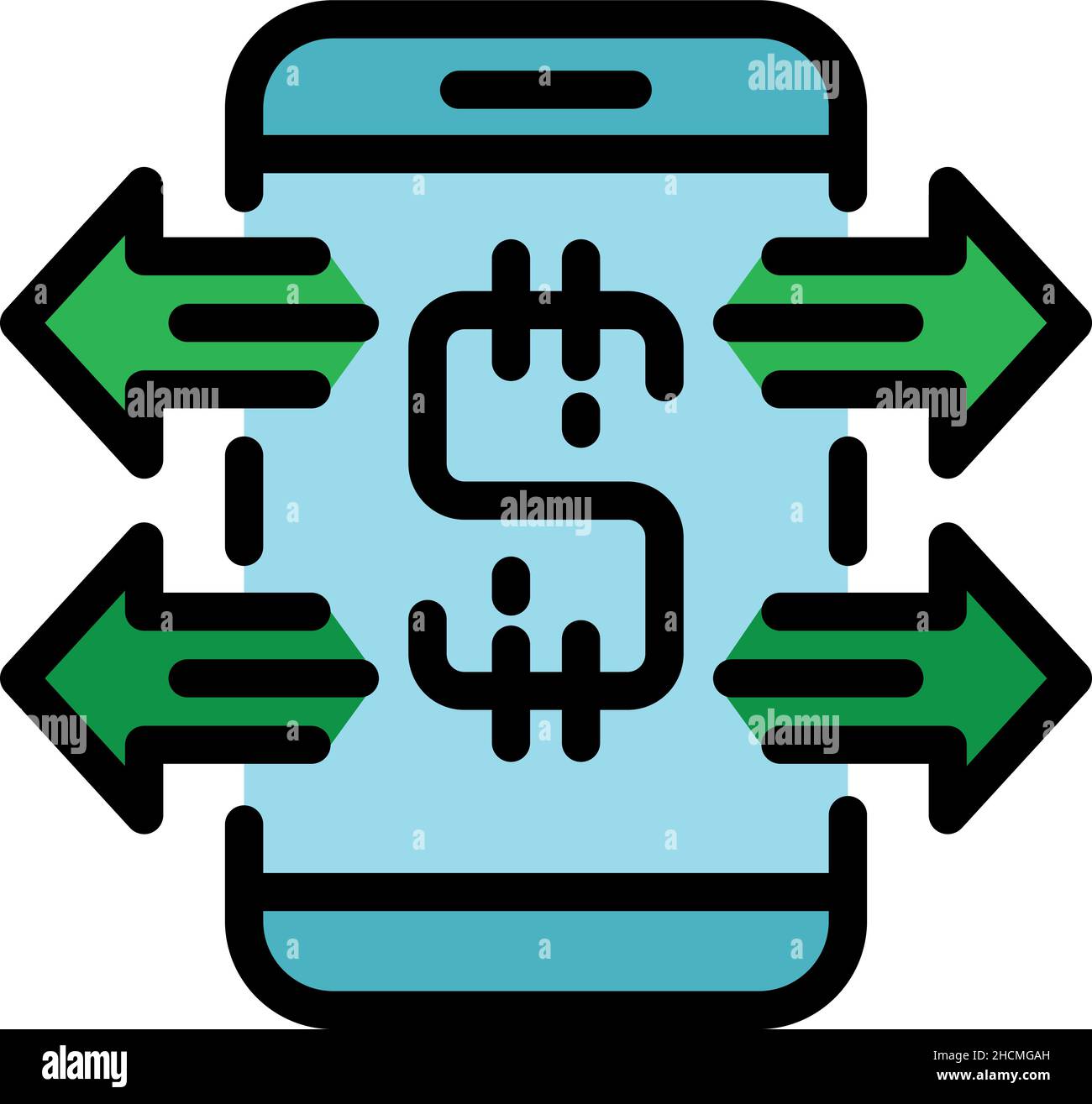 Online monetization icon. Outline online monetization vector icon color flat isolated Stock Vector