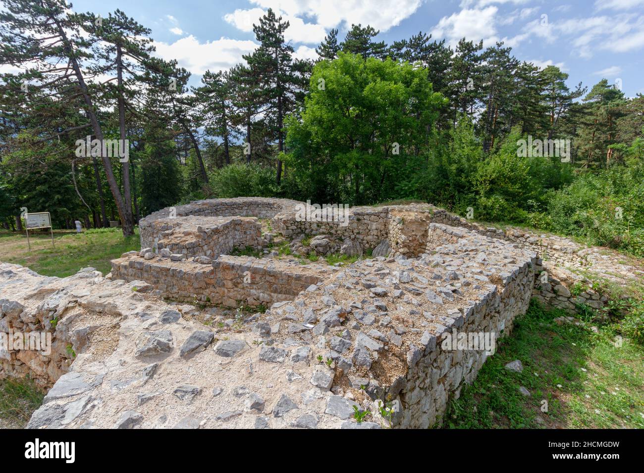 Fortica:  The remains of a triangular fortress built in 1619 to protect from the incursion of the Ottomans. Otocac, Lika, Croatia Stock Photo