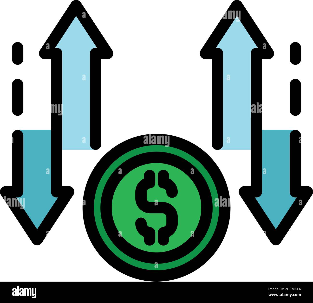 Monetization process icon. Outline monetization process vector icon color flat isolated Stock Vector