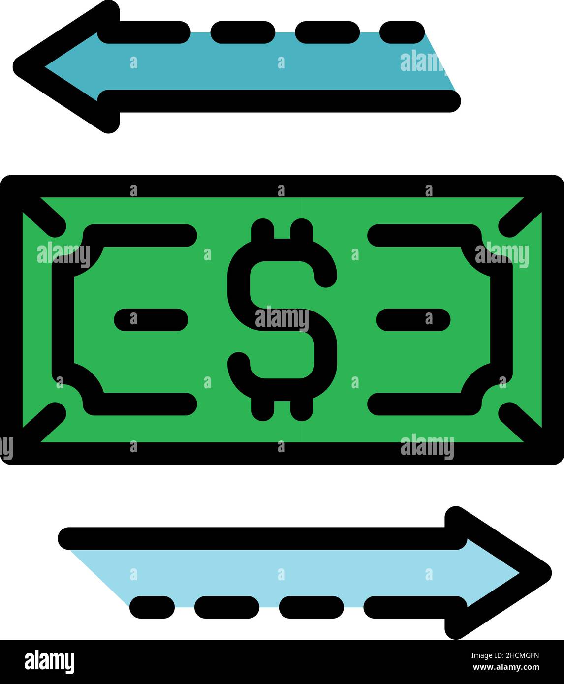 Dollar conversion icon. Outline dollar conversion vector icon color flat isolated Stock Vector