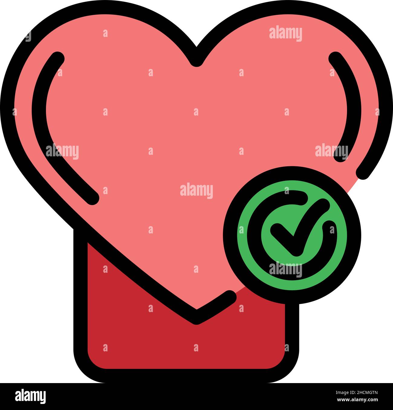 Healthy heart icon. Outline healthy heart vector icon color flat ...