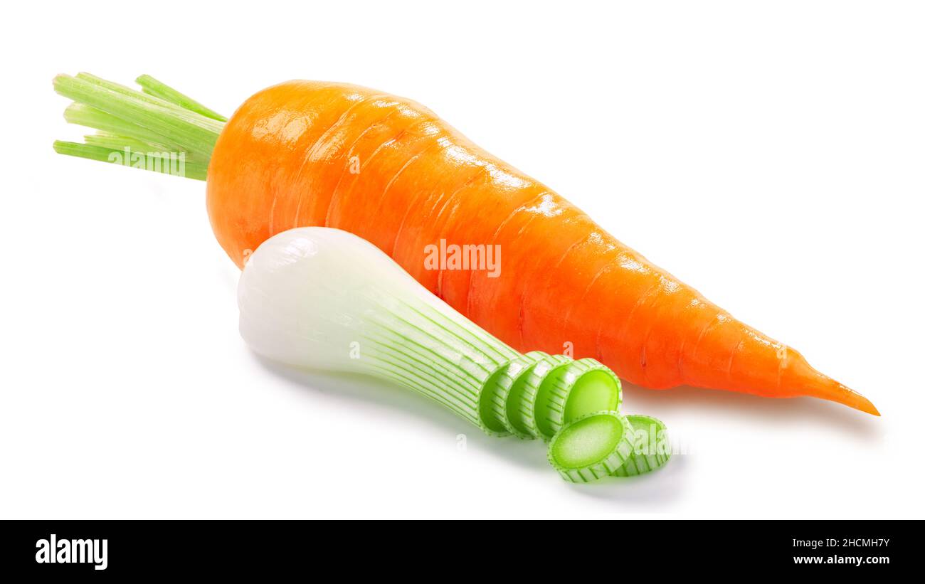 Carrot with pead pods and seeds isolated Stock Photo