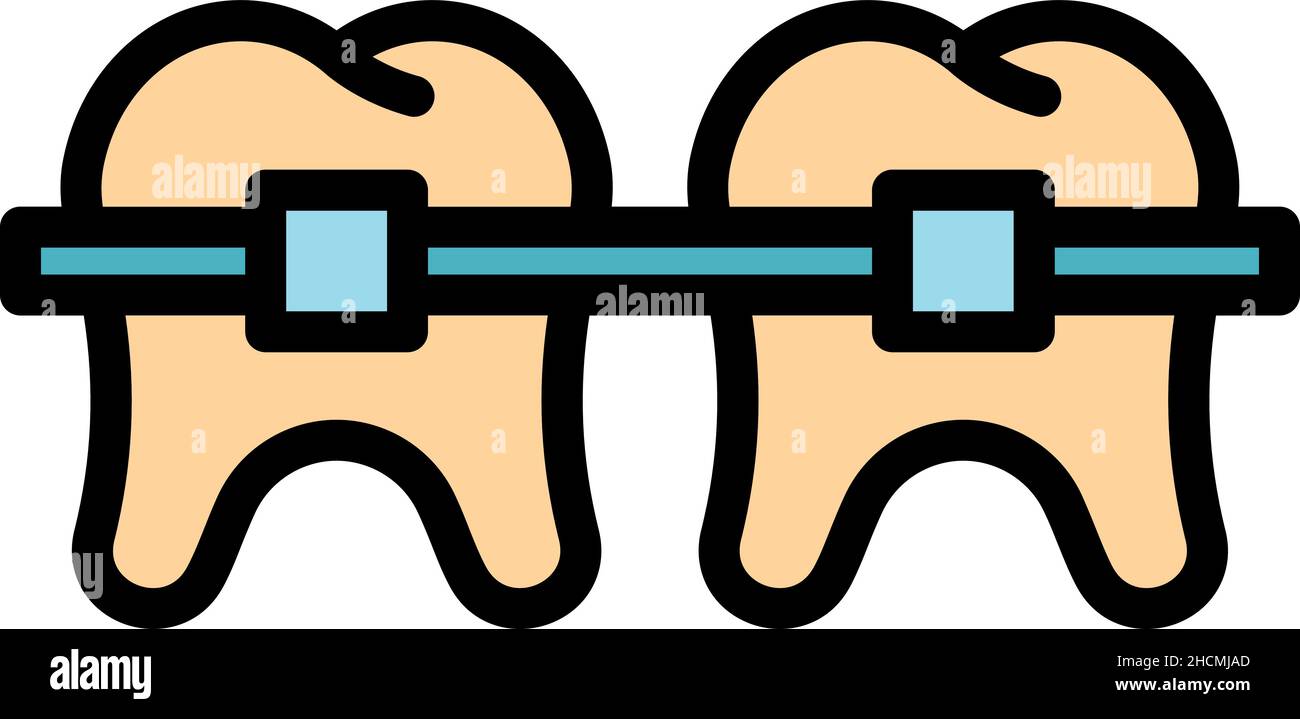 Align braces icon. Outline align braces vector icon color flat isolated Stock Vector