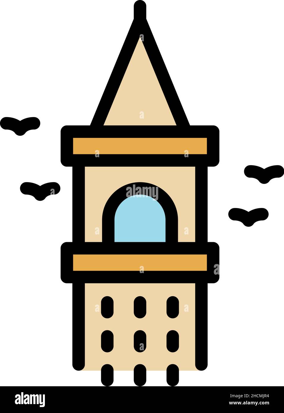 Galata tower icon. Outline galata tower vector icon color flat isolated Stock Vector