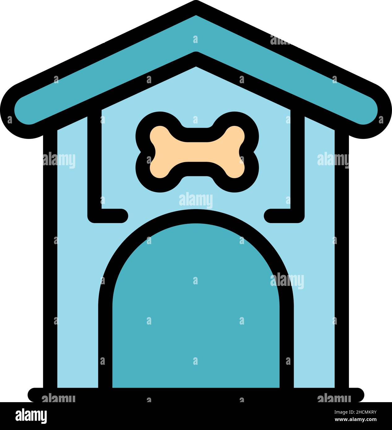 Dog kennel icon. Outline dog kennel vector icon color flat isolated