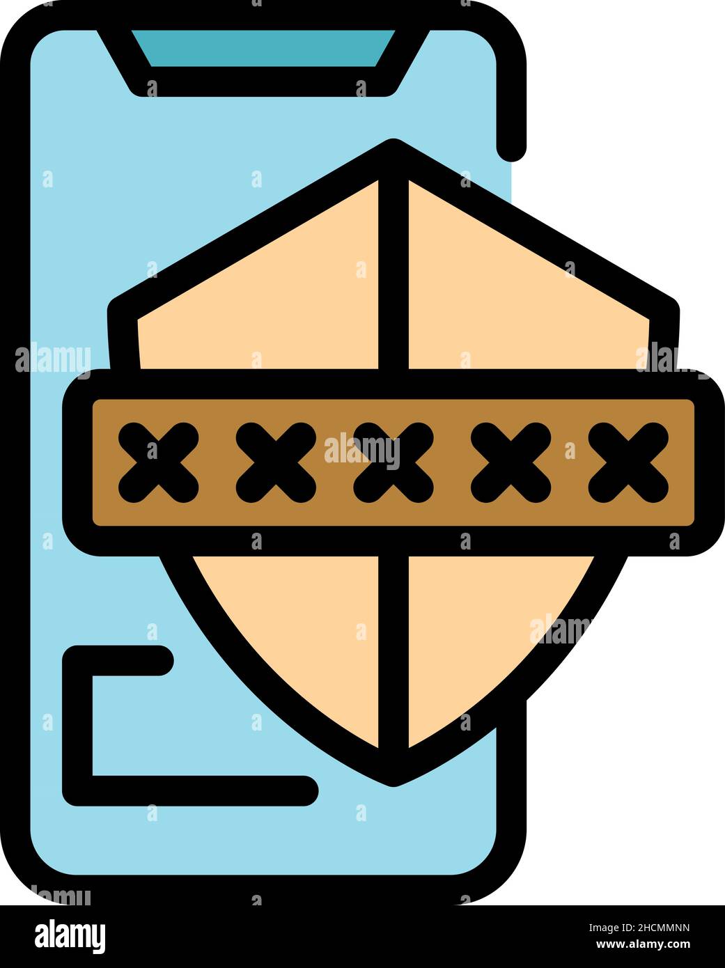 Secured phone icon. Outline secured phone vector icon color flat ...
