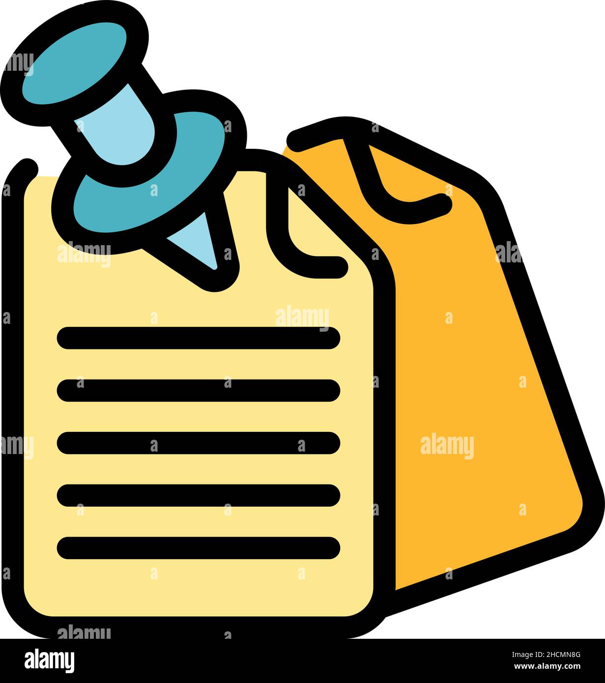 Pinned notes icon. Outline pinned notes vector icon color flat isolated Stock Vector