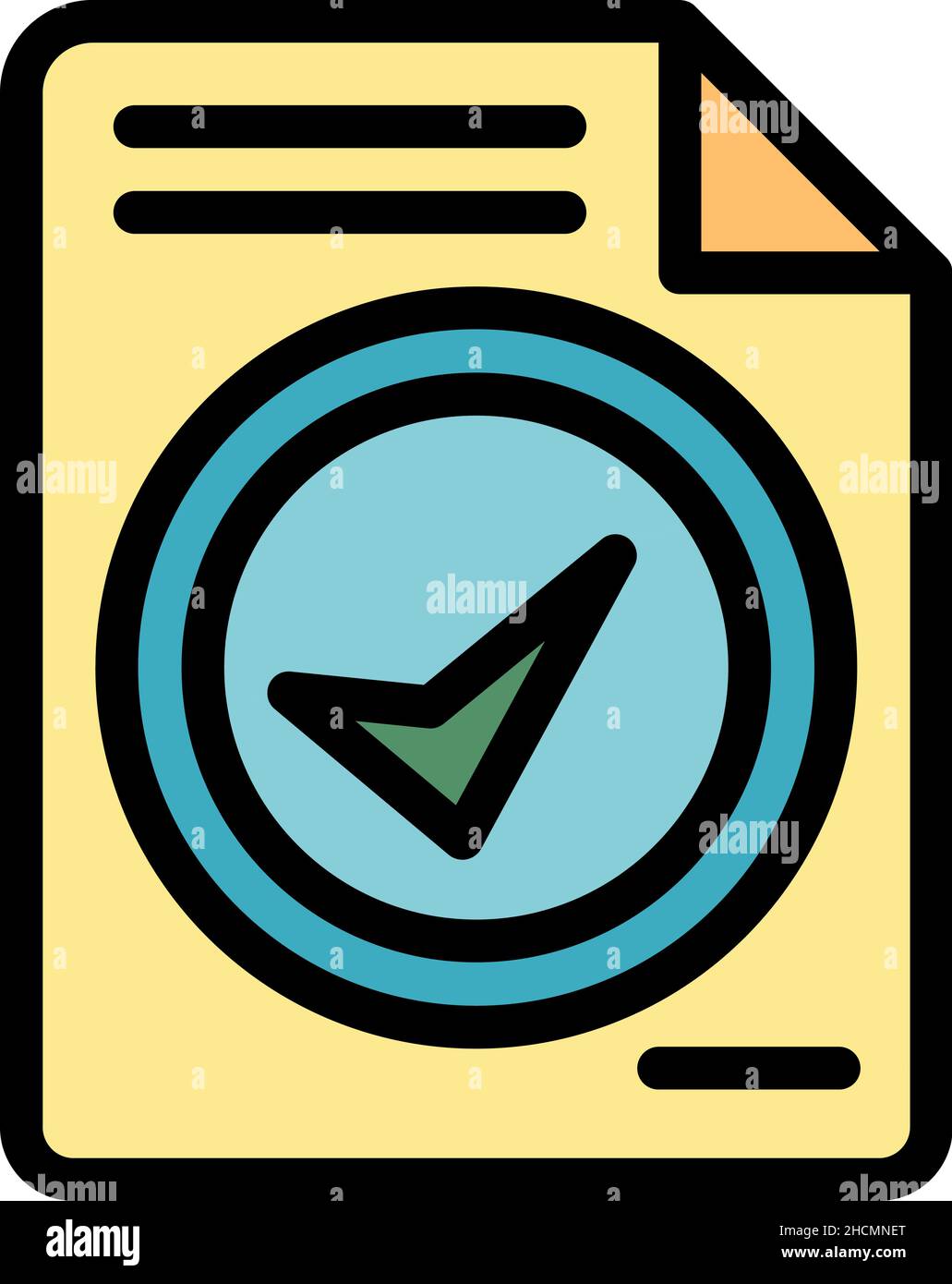 Done contract icon. Outline done contract vector icon color flat ...