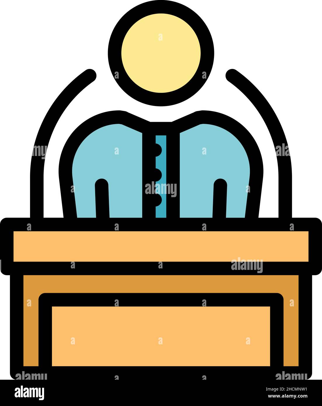 Speaker icon. Outline speaker vector icon color flat isolated Stock Vector