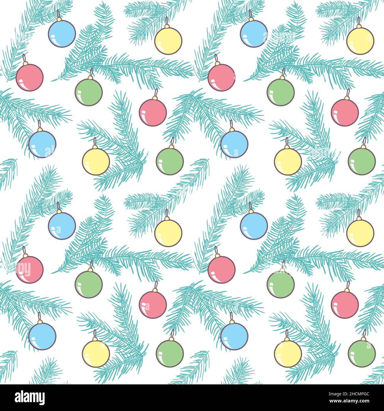 Christmas seamless background with themed Christmas ball. Vector ...