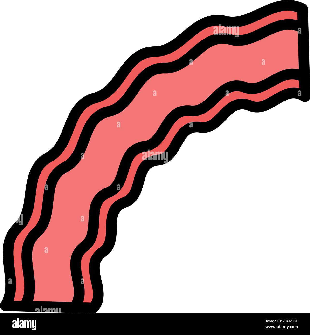 Bacon breakfast icon. Outline bacon breakfast vector icon color flat isolated Stock Vector