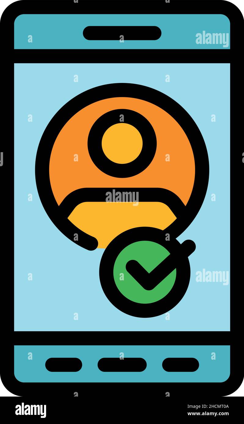 Smartphone account icon. Outline smartphone account vector icon color flat isolated Stock Vector