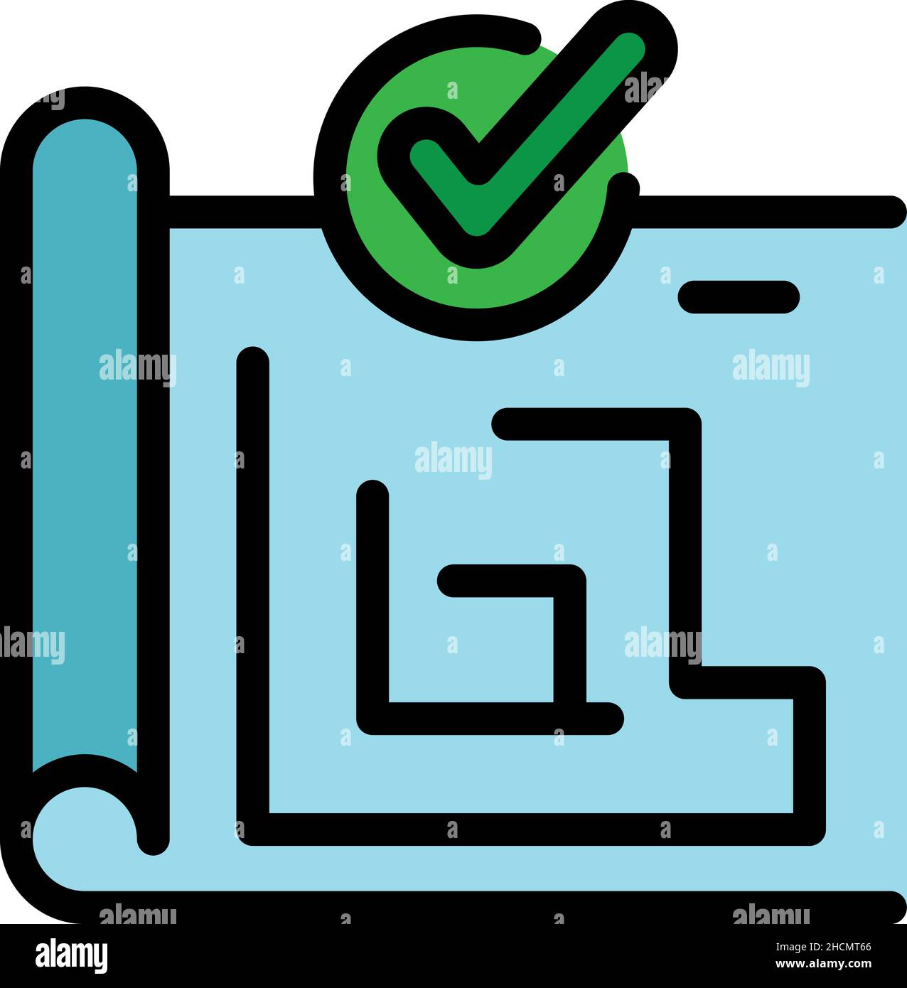 Architect plan control icon. Outline architect plan control vector icon color flat isolated Stock Vector