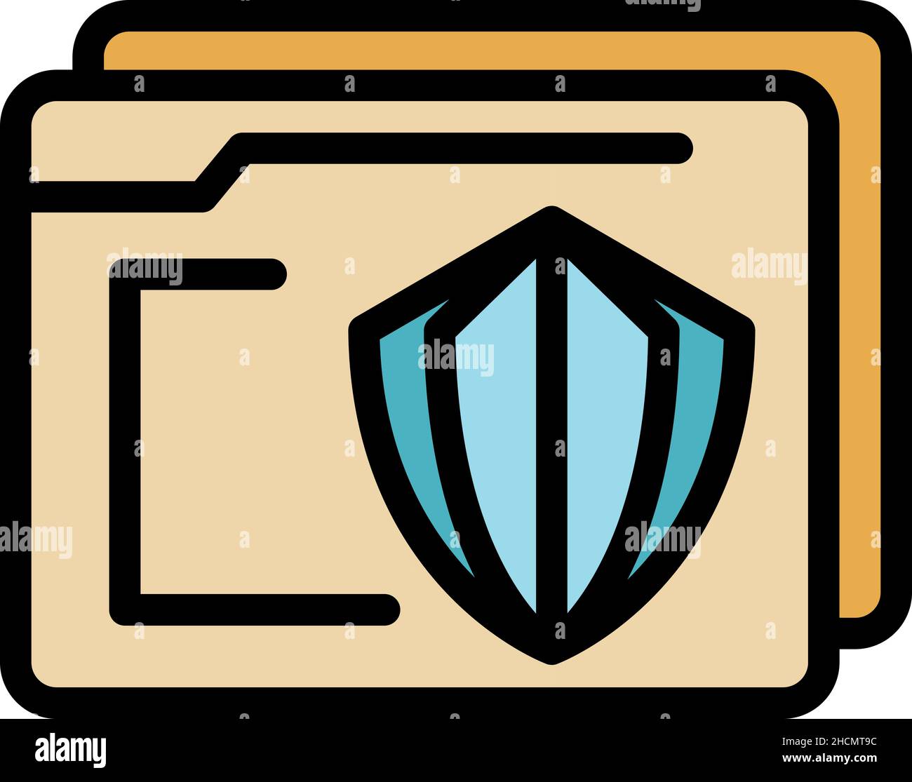 Secured folder control icon. Outline secured folder control vector icon color flat isolated Stock Vector