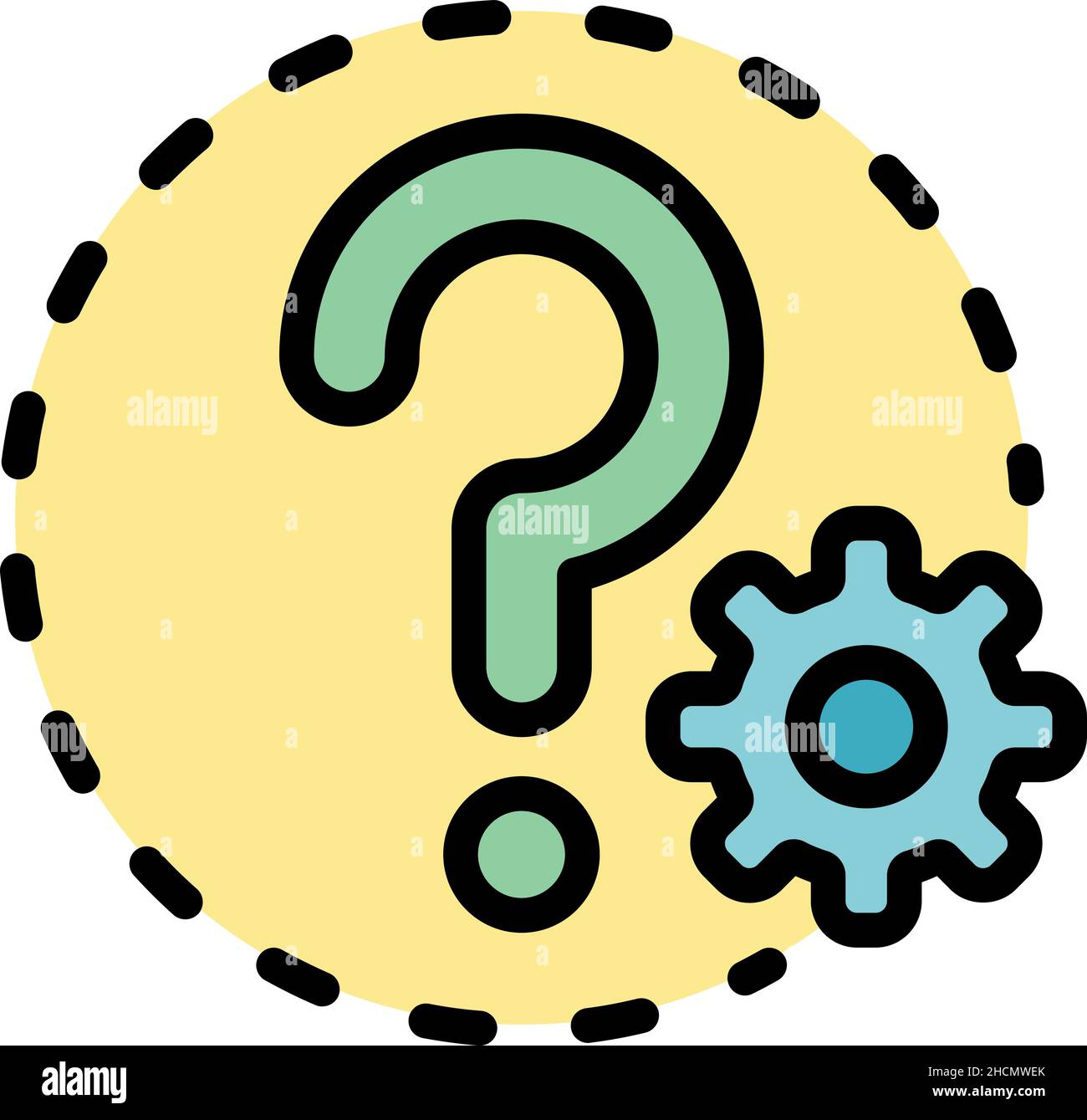 Setting question icon. Outline setting question vector icon color flat ...