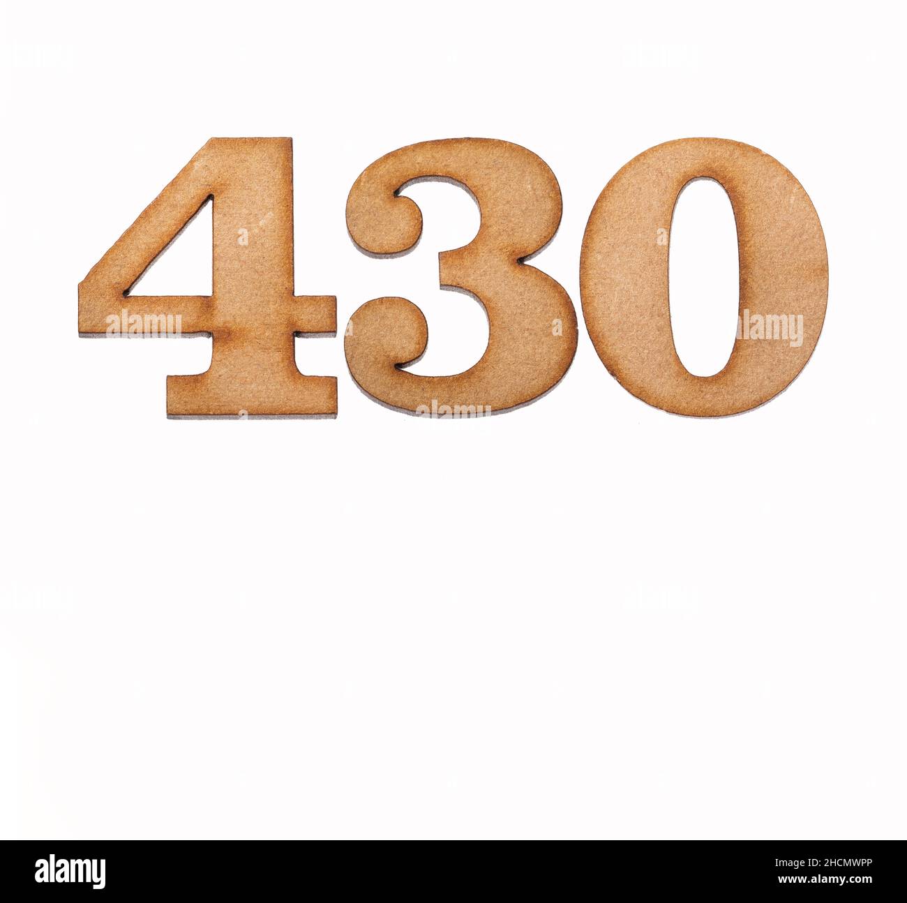 Number 430 in wood, isolated on white background Stock Photo - Alamy