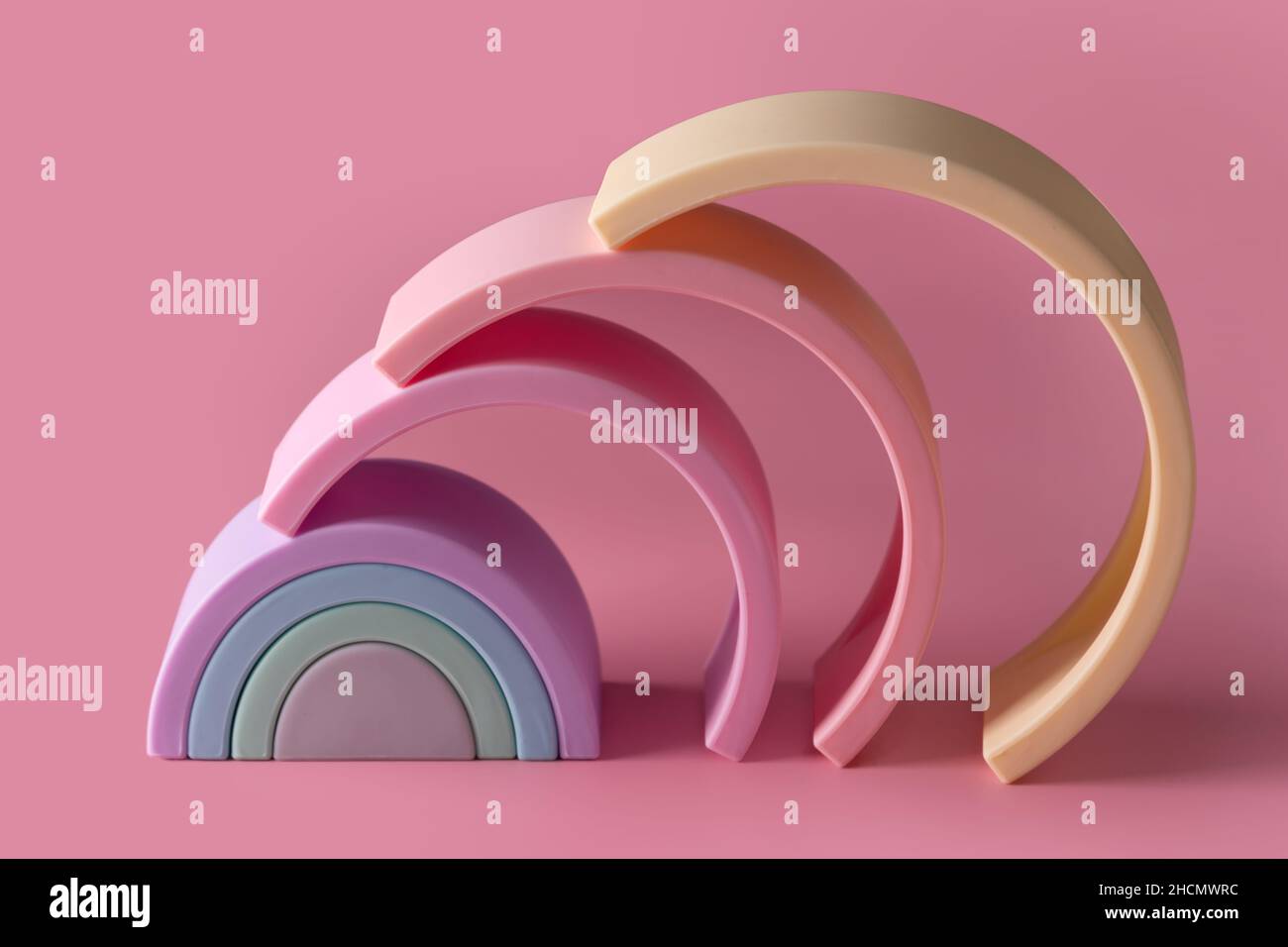 Silicone rainbow stacker puzzle, baby stacking toy building blocks