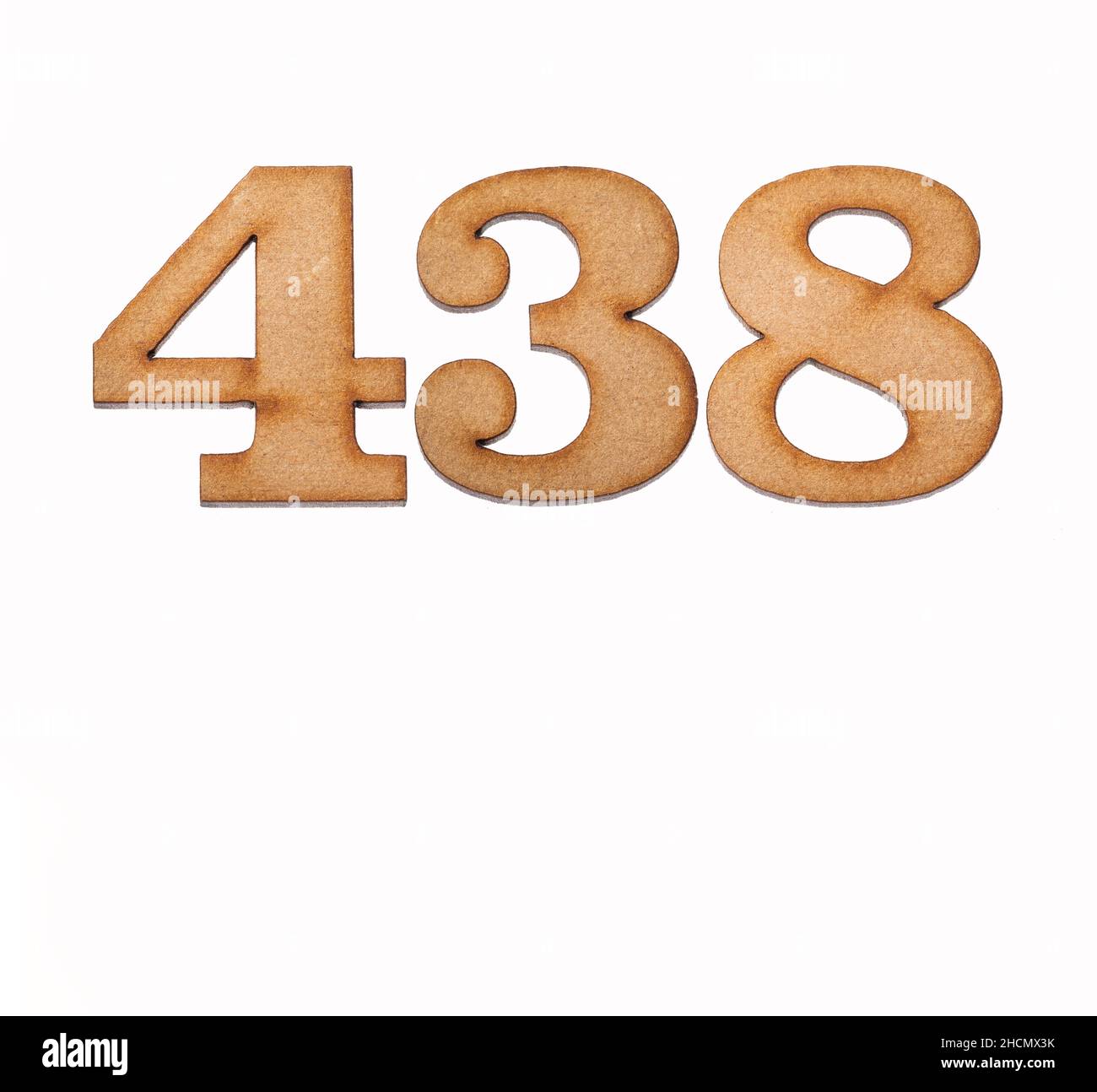Number 438 in wood, isolated on white background Stock Photo - Alamy