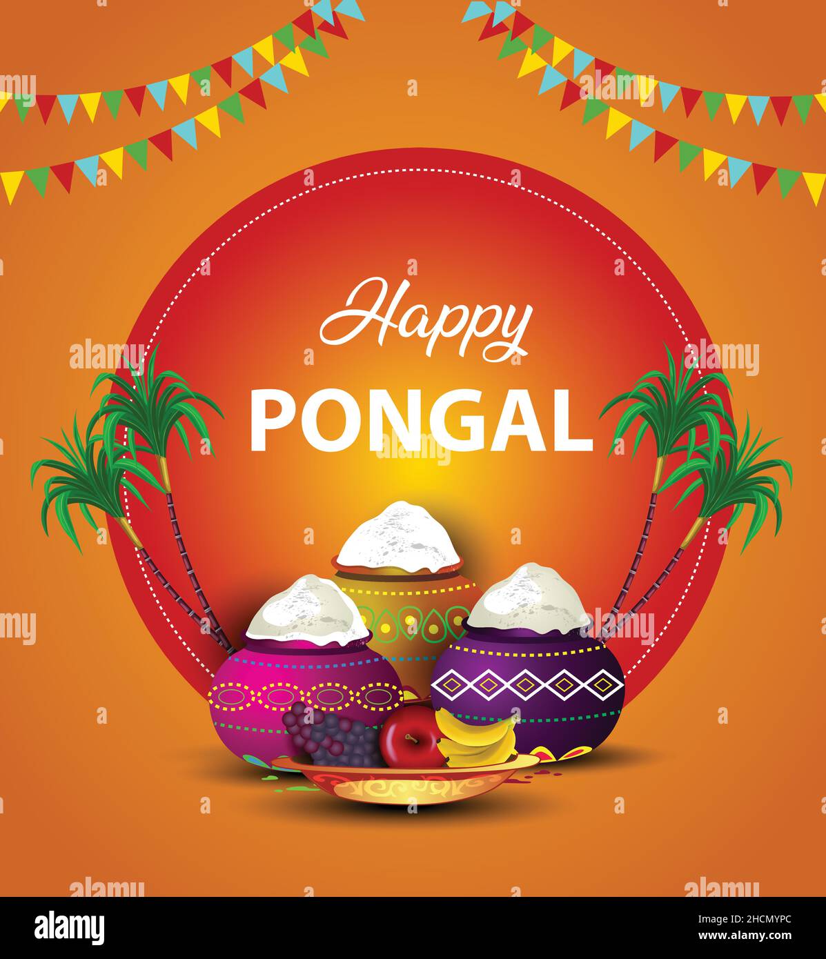 Vector illustration design of Tamil nadu festival of Happy Pongal