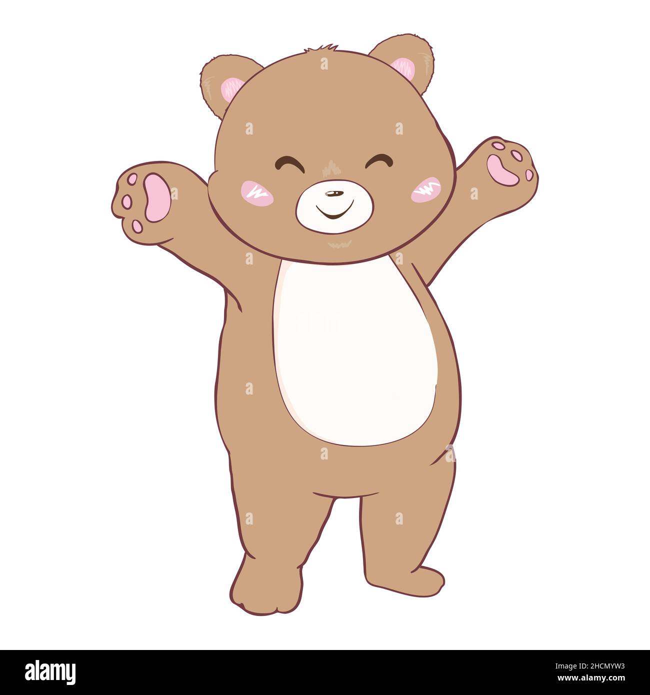 Little teddy bear character isolated on white background. Vector ...