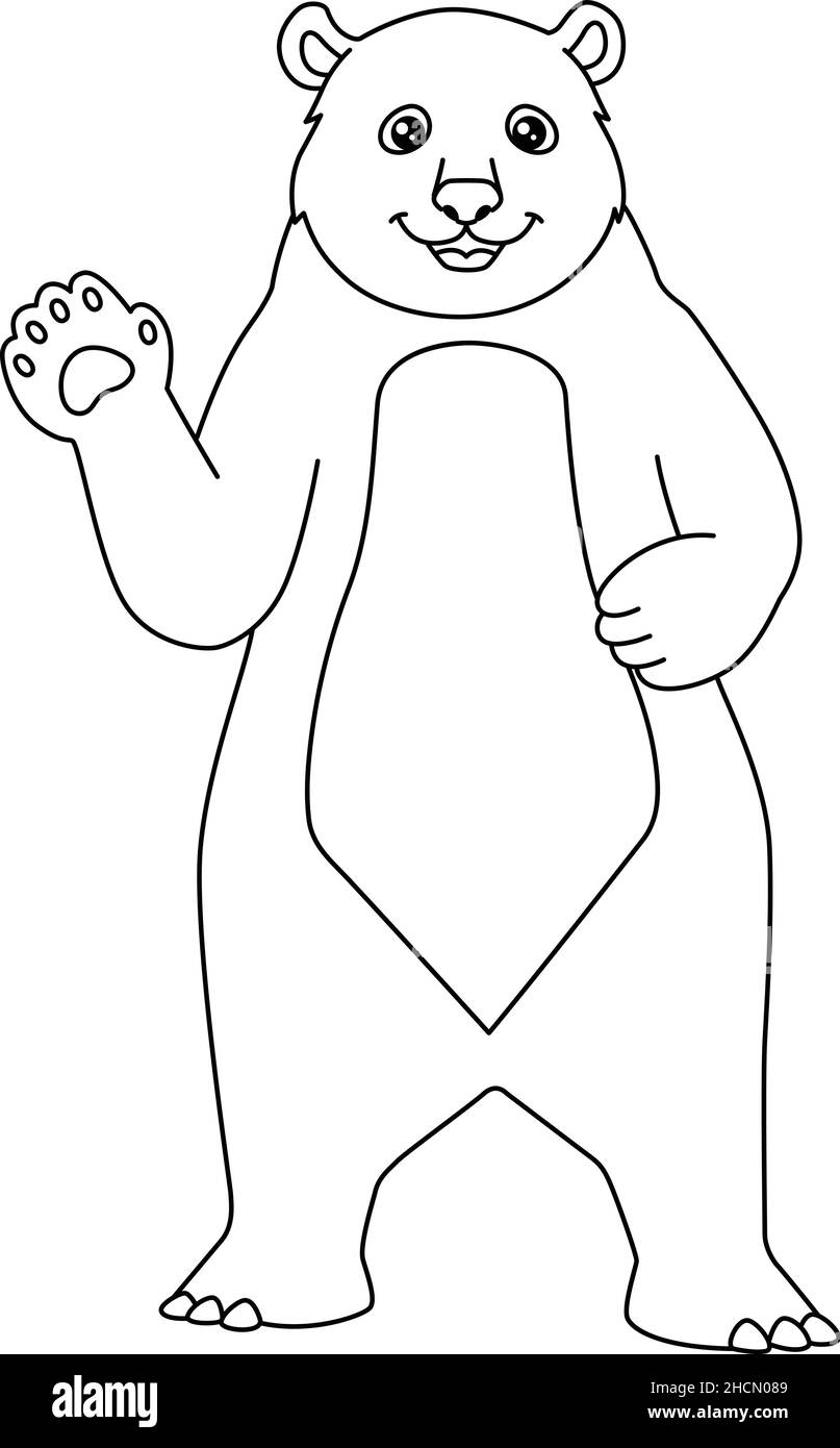 Bear Coloring Page Isolated for Kids Stock Vector