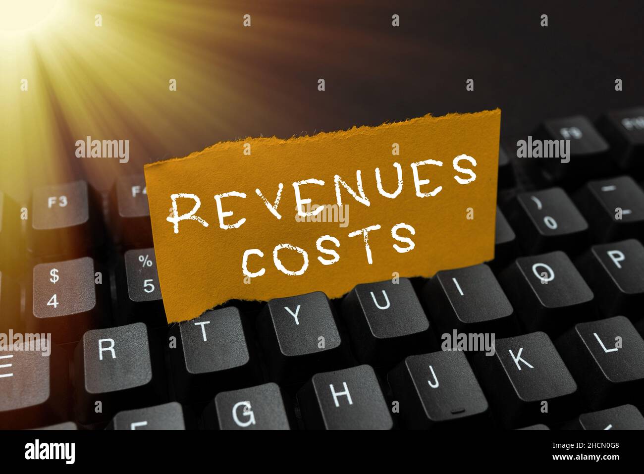 Conceptual caption Revenues Costs. Business idea Total amount of money in Manufacturing and Delivery a product Connecting With Online Friends, Making Stock Photo