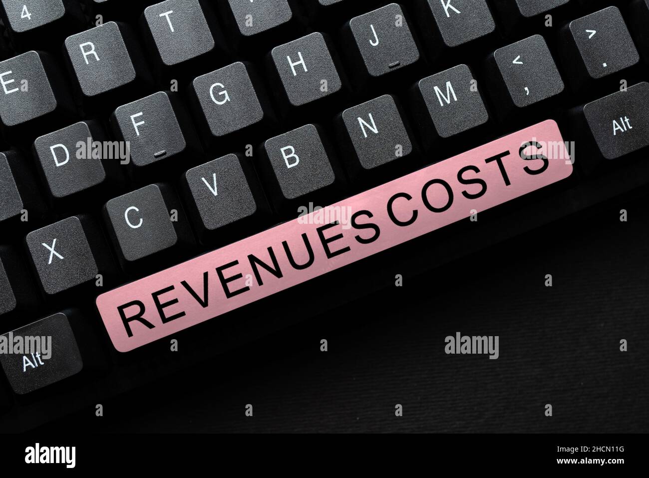Text showing inspiration Revenues Costs. Concept meaning Total amount of money in Manufacturing and Delivery a product Editing And Retyping Report Stock Photo