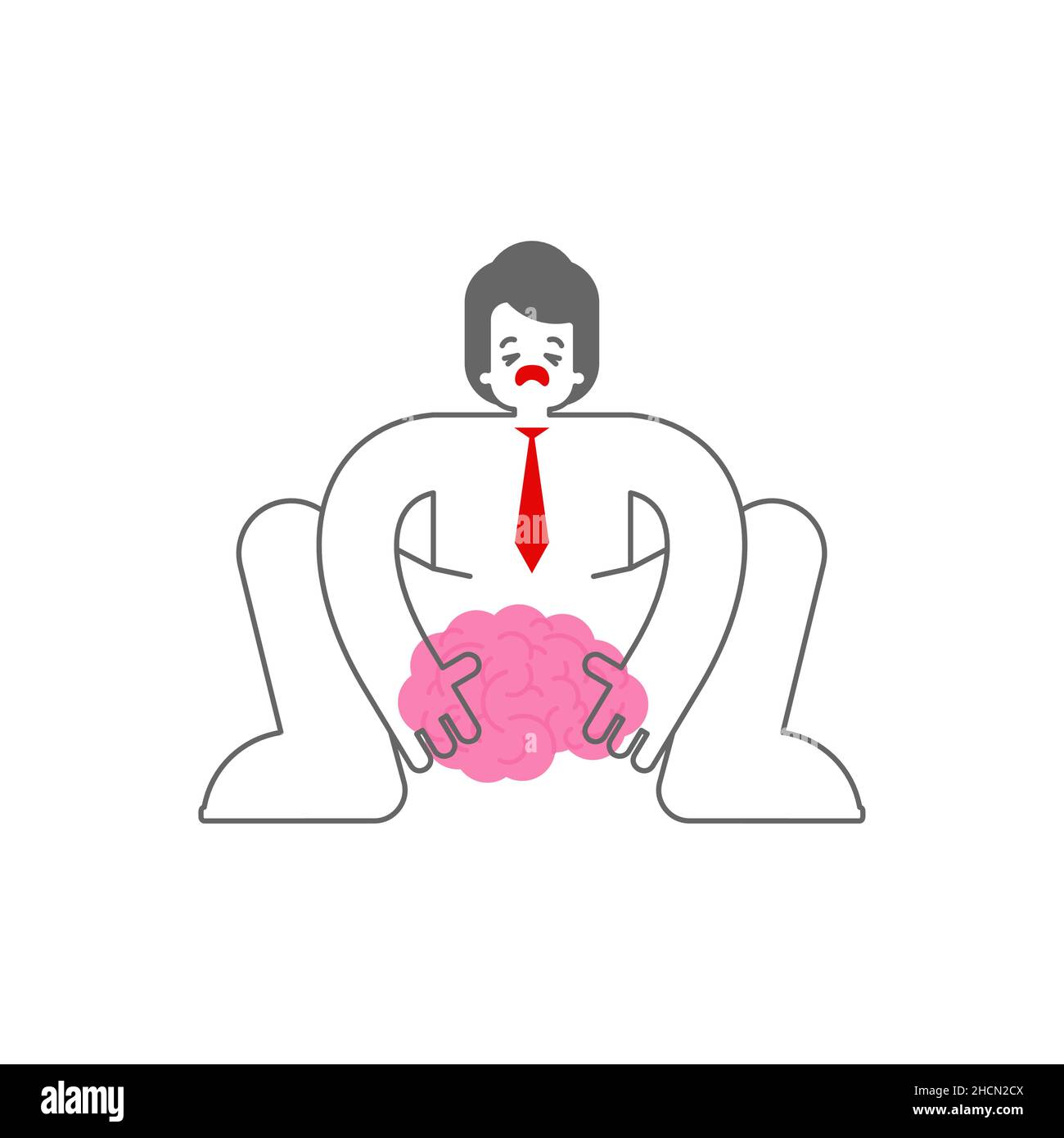 Man raises brain. Businessman raises brains. Concept idea Stock Vector