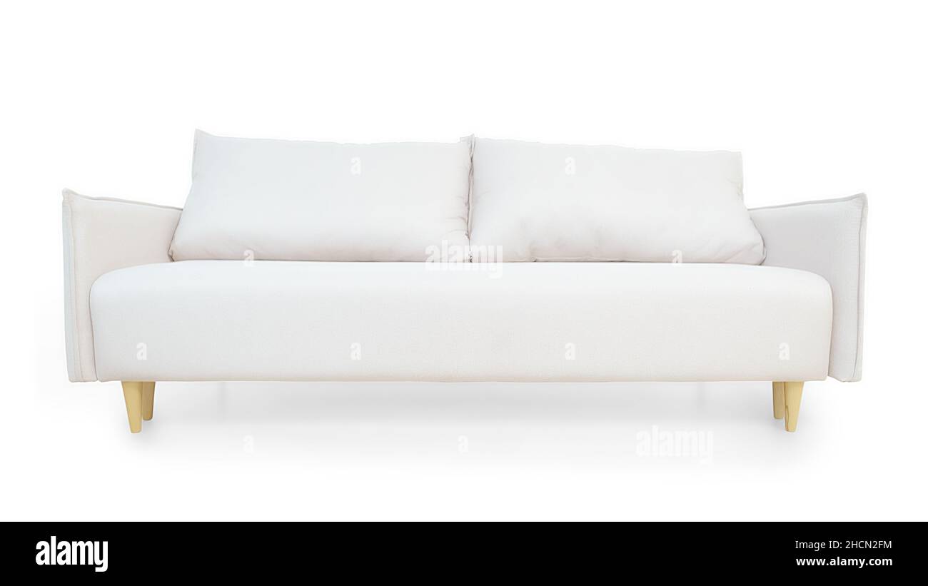 White couch isolated on white with clipping path Stock Photo