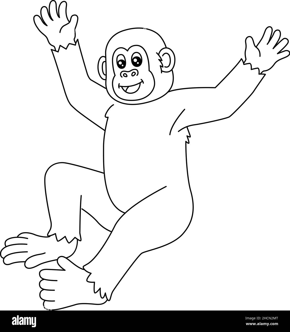 Chimpanzee Coloring Page Isolated for Kids Stock Vector