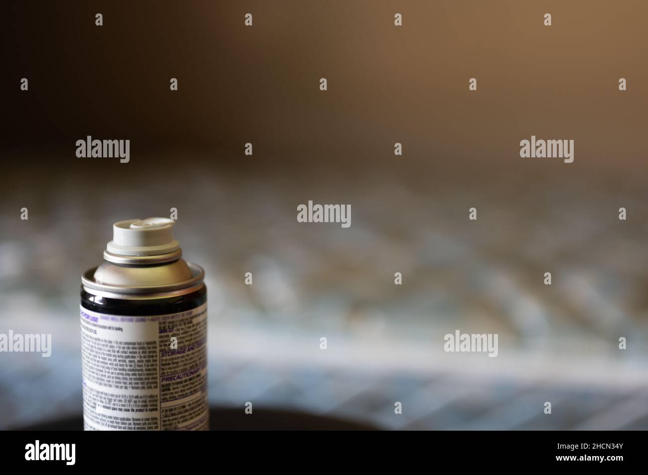 Selective focus on insect insecticide aerosol can fogger used to kill