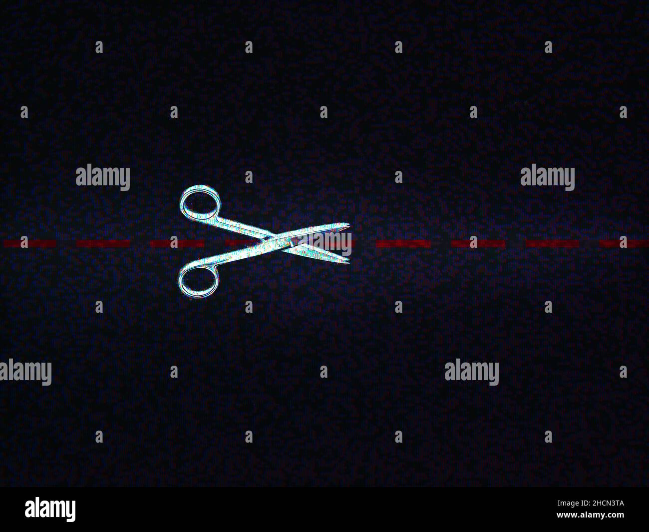 Cutting through the noise. Conceptual image with graphic of scissors on