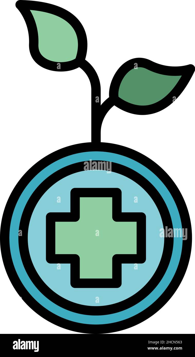 Herbal medicine icon. Outline herbal medicine vector icon color flat ...