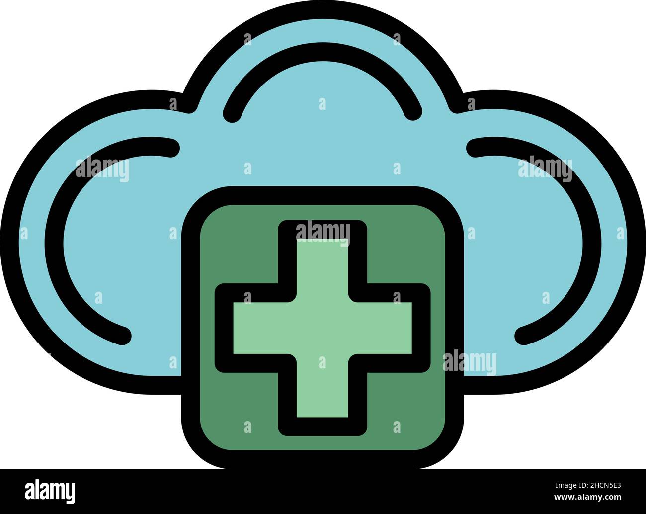 Cloud pharmacy icon. Outline cloud pharmacy vector icon color flat isolated Stock Vector