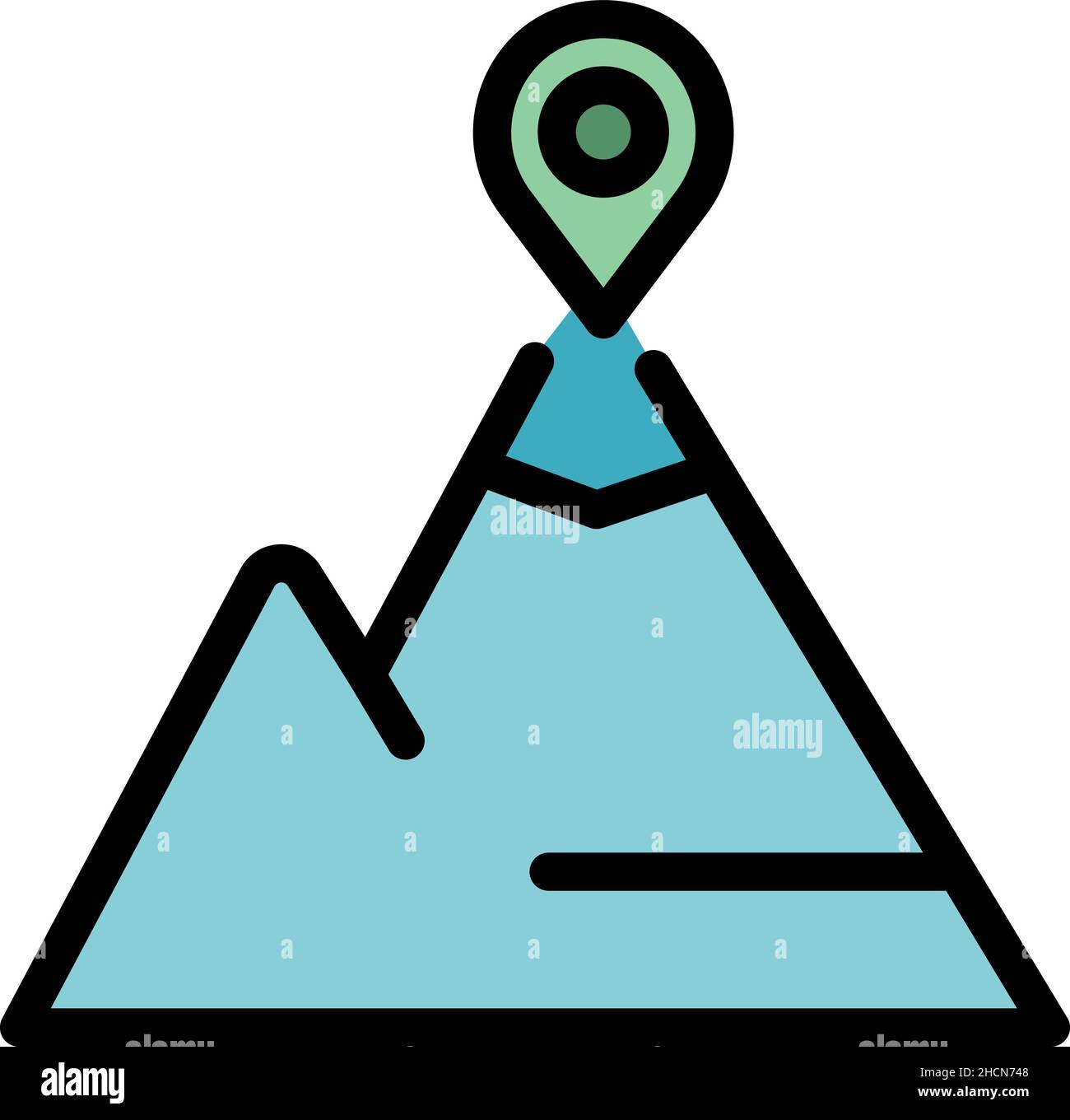 Mountain point goal icon. Outline mountain point goal vector icon color