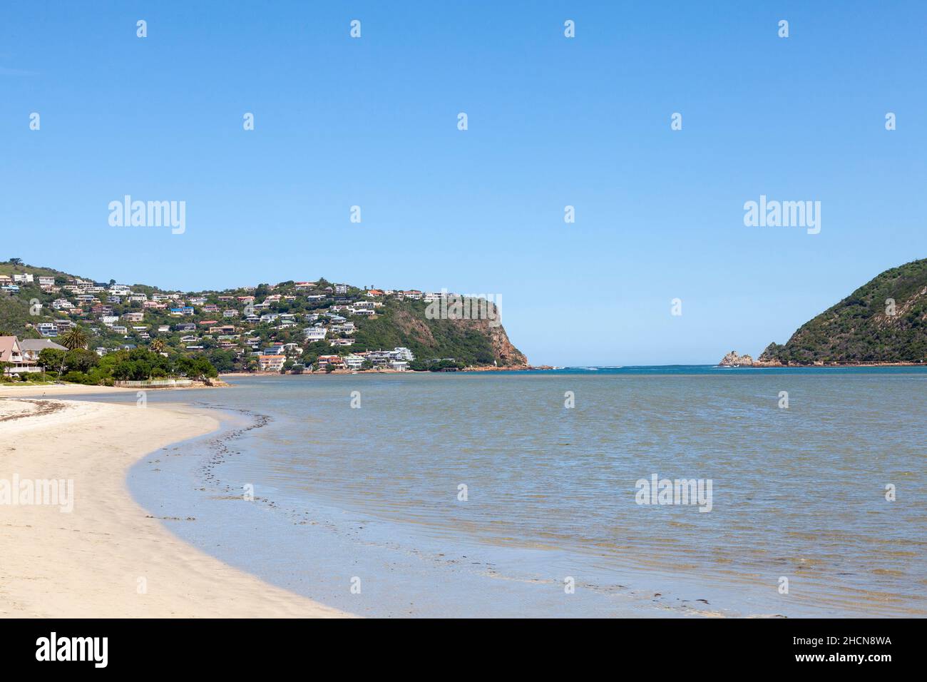 View along the beach on Leisure Isle of The Heads, Knysna, Garden Route, Western Cape, South Africa Stock Photo