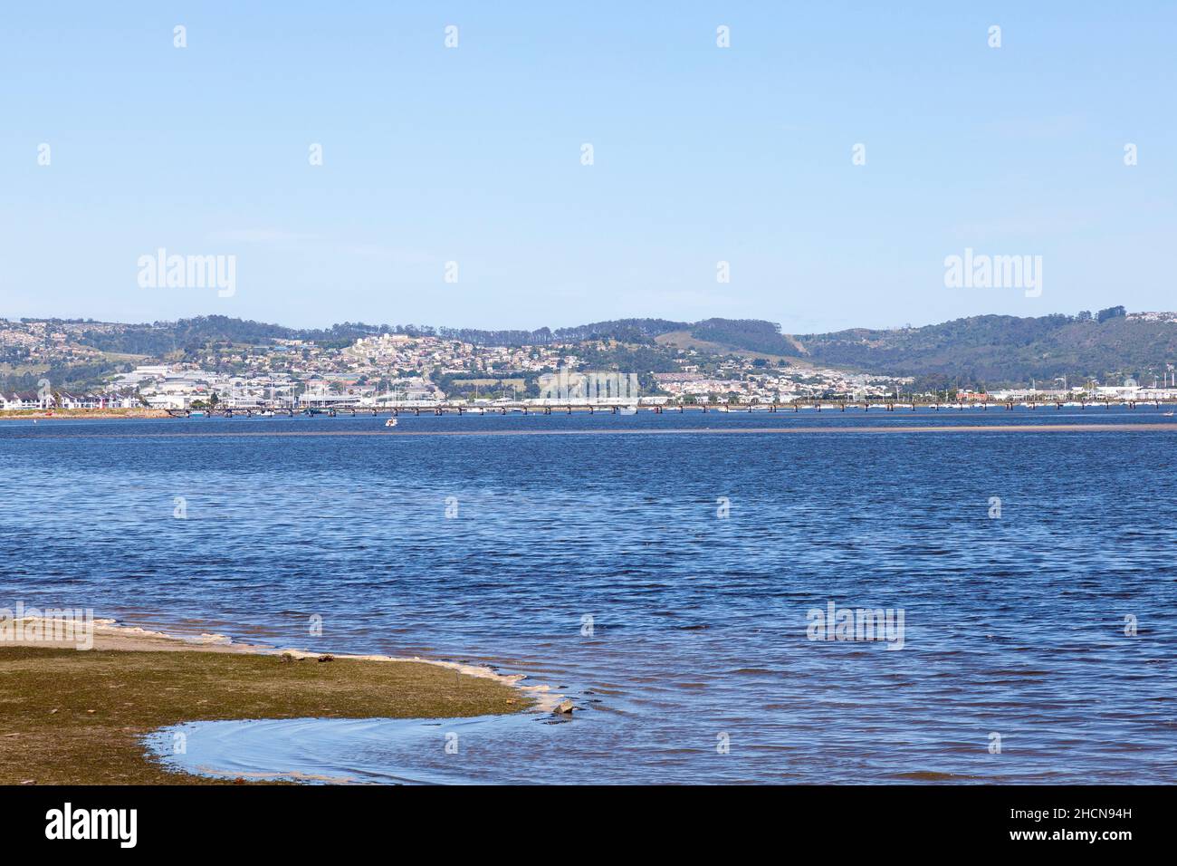 Knysna viewed over the Lagoon,  Garden Route, Western Cape, South Africa Stock Photo