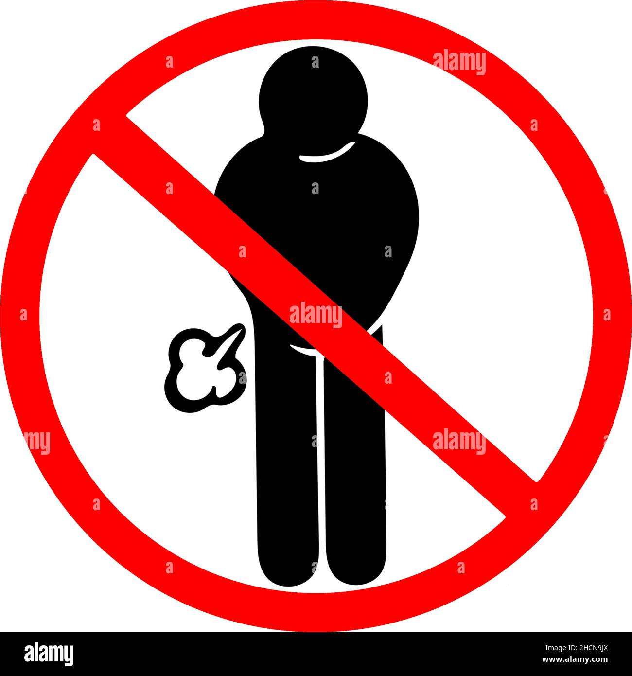 farting restriction, no farting, may cause indigestion warning red circle vector road sign transparent background Stock Vector
