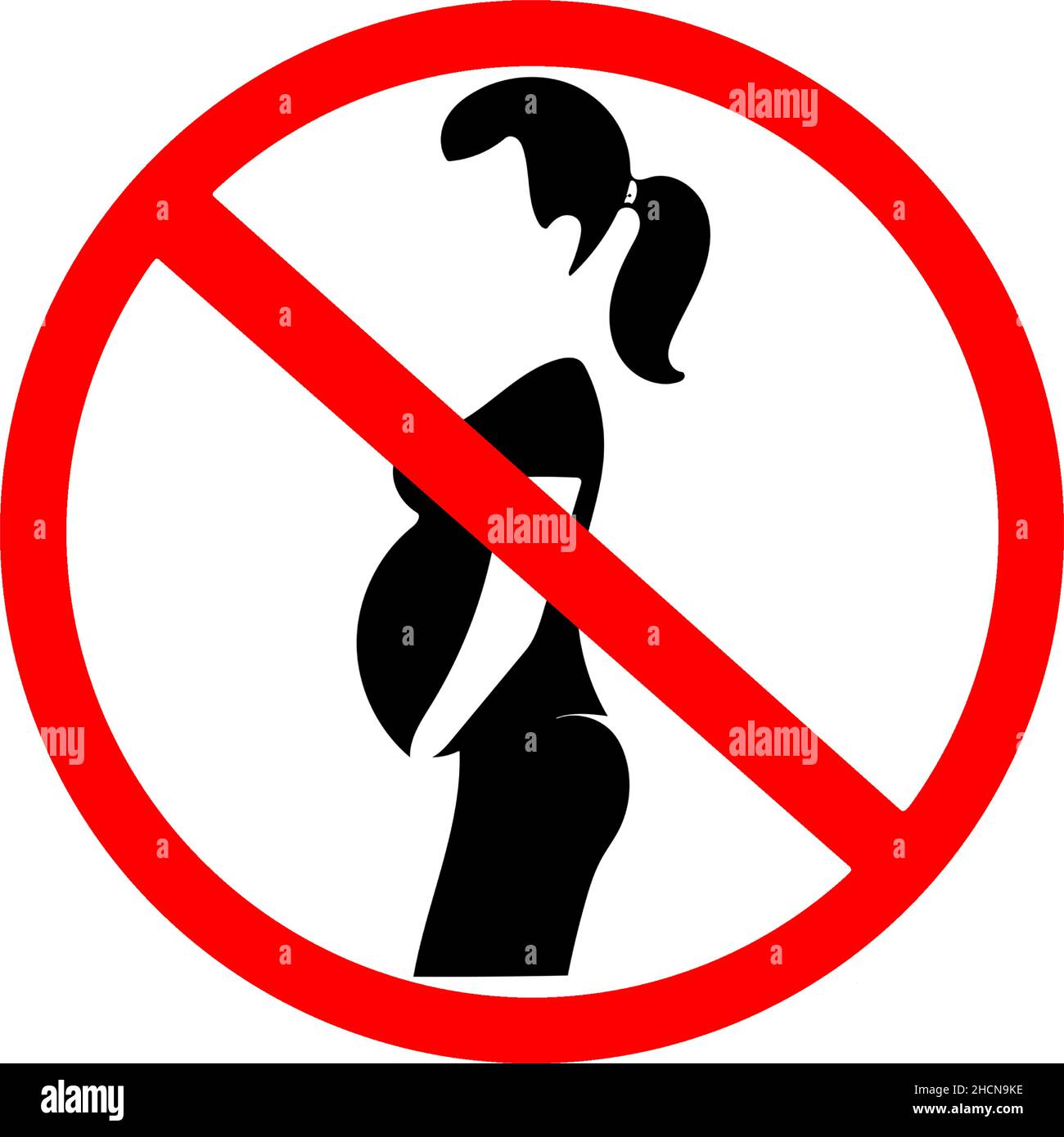 pregnant people not allowed, prohibited for pregnant red circle road sign transparent background Stock Vector