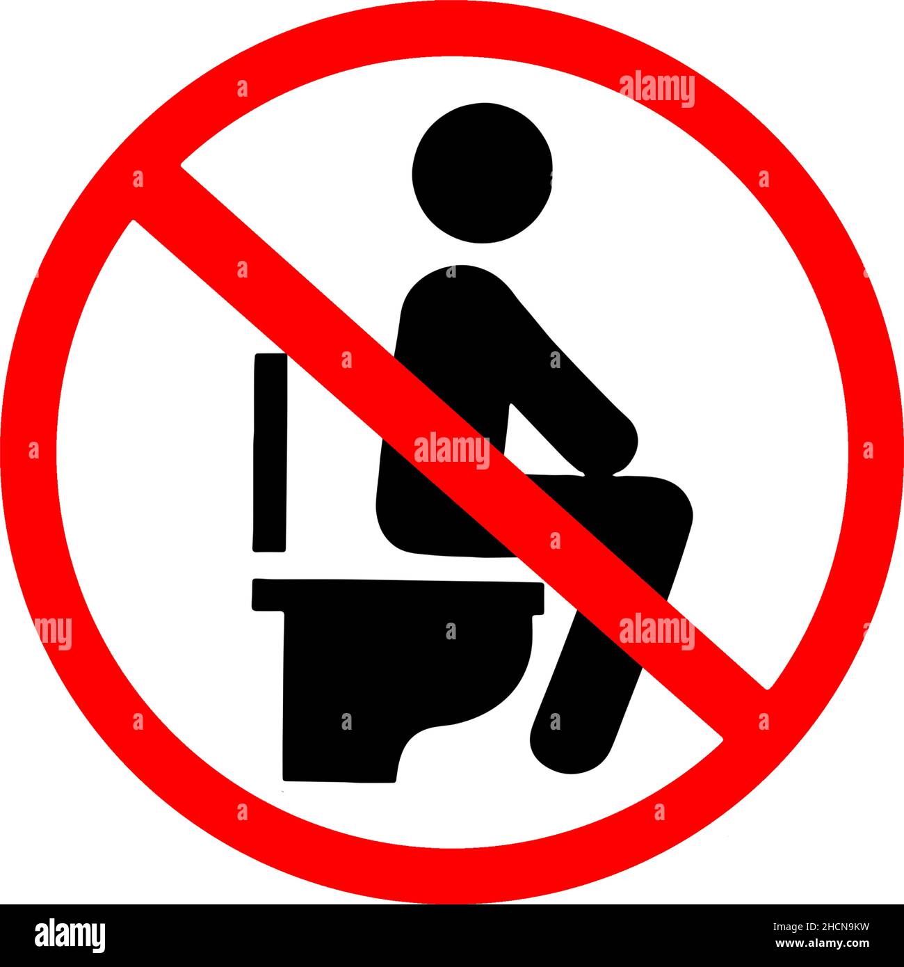 Sitting on the toilet is dangerous for health toilet vector transparent red warning sign Stock Vector