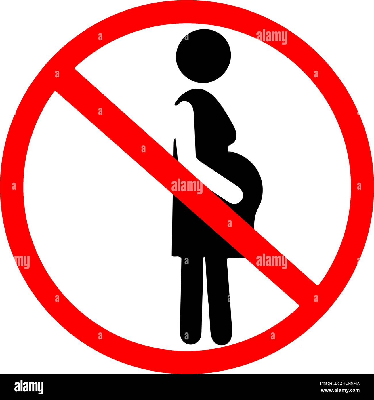 pregnant people not allowed, prohibited for pregnant red circle road sign transparent background Stock Vector